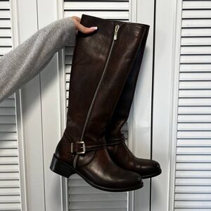 Classic Knee-High Brown Leather Riding Boots- Made in Italy